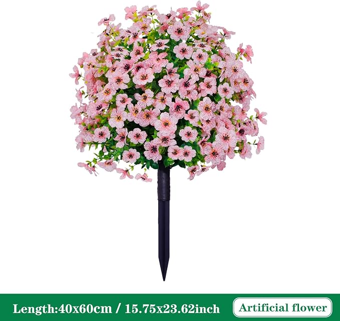 24 Inch Artificial Flower Stake Outdoor Decor - Multi-Color Garden Stakes for Yard & Lawn, No Fade Heavy Duty Plastic, All Season Decoration (Purple)