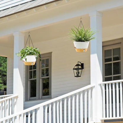 ZMTECH 2 Pack 10 Inch Hanging Planters for Indoor Plants, Modern White Hanging Planter with Visible Water Level Window & Metal Chain, Decorative Plant Hanger Indoor for Spring Balcony Decor
