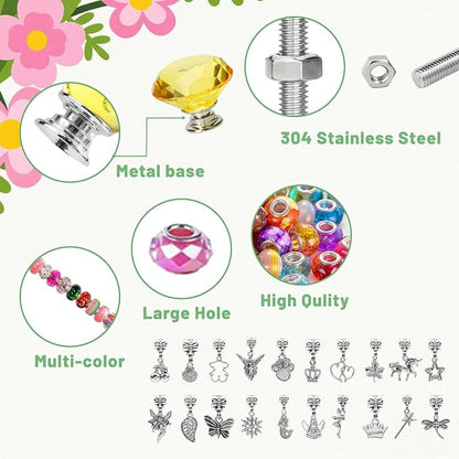 280 Pcs DIY Beaded Garden Stakes Kit with Crystal Stoppers | Garden stakes kit with beads colorful crystal stoppers, DIY fairy wands, garden decor, outdoor crafts