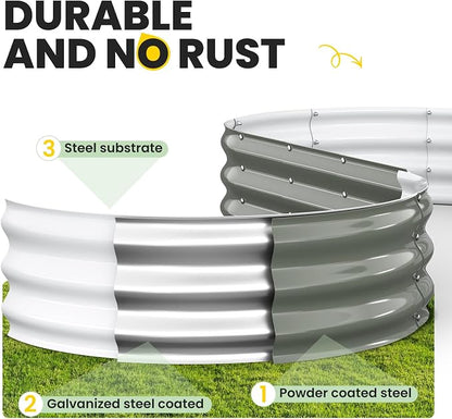 Pattiumo Galvanized Raised Garden Bed 6x3x1 FT, Oval Metal Raised Garden Bed Outdoor Planter Box with Open Bottom, Rust-Resistant Steel Garden Bed for Vegetables Herbs Flowers, Easy Assembly