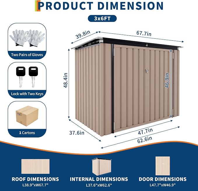 3x6 ft Outdoor Metal Storage Shed for 2 Trash Cans, Weather-Resistant Trash Can Shed with Chain-Lifting Lid for Garden, Backyard & Patio