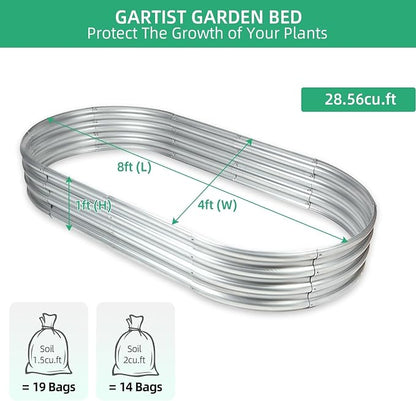 8×4×1 ft Large Galvanized Raised Garden Bed Outdoor, Easy Assembly Metal Planter Box for Gardening, Vegetables, Herbs, Flower
