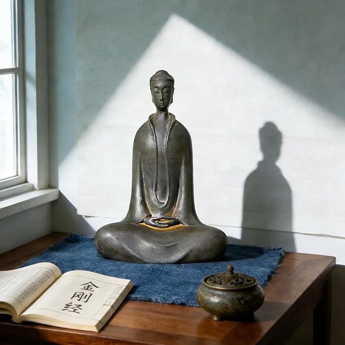 Buddha Statue - Zen Garden & Home Decor，Spiritual Meditation & Office Gift | Weather-resistant copper, ideal for zen garden, patio, study room, living room & meditation