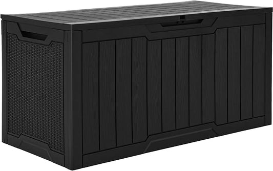 YITAHOME 100 Gallon Outdoor Storage Box | Large Water Resistant Resin Deck Box, Indoor Outdoor Lockable Storage Container for Patio, Garden, Cushions, Tools, Equipment