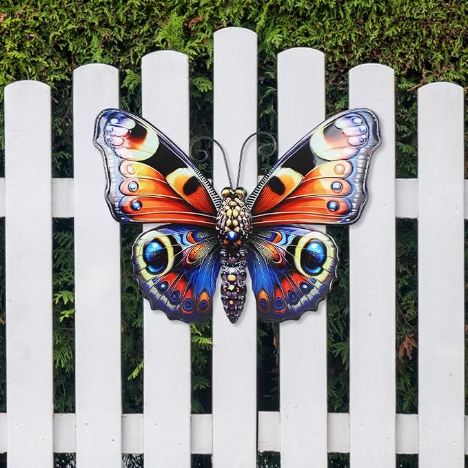 VEWOGARDEN Butterfly Wall Decor, Large Outdoor Metal Hanging Wall Art for Home Outside Patio Garden Fence Decorations