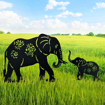 TIGGSY Elephant Metal Decorative Garden Stakes Elephant Gifts for Women/Men Elephant Lovers Gifts Silhouette Statues for Yard Art, Outside, Patio, Outdoor Decor, Garden Decorations, Lawn Ornament