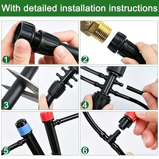 240FT Drip Irrigation System kit, Upgrade Automatic Garden Watering Kit with 1/2 inch Main Tubing ＆1/4 inch Distribution Hose, Quick-Connect Drip Irrigation Kit for Raised Bed, Greenhouse, Lawn, Patio