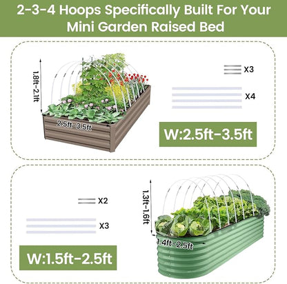 Greenhouse Hoops 36pcs, Sunwuk Garden Hoops for 1-3.5ft Wide Raised Bed, 9 Sets of 5.6ft Long Super Bendable Fiberglass Support Hoops Frame, Mini Greenhouse Strip for Row Cover (S Size)