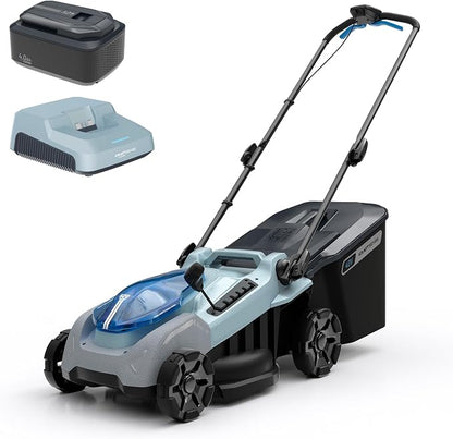 16-Inch Electric Lawn Mower, 40V Brushless Cordless Push Mower with 4.0Ah Battery & Charger, 2-in-1 Mulching/Bagging, 6-Position Height for Small Yards