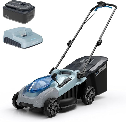 16-Inch Electric Lawn Mower, 40V Brushless Cordless Push Mower with 4.0Ah Battery & Charger, 2-in-1 Mulching/Bagging, 6-Position Height for Small Yards