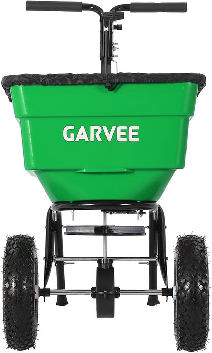 100LBS Push Broadcast Spreader, 12FT Spreading Width, 13 in All-Terrain Wheels, Adjustable Flow Control, Heavy Duty Walk Behind Lawn Spreader for Fertilizer, Grass Seed, Ice Melt, Salt