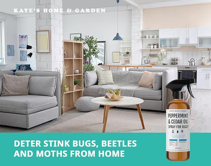 Kate's Home & Garden Peppermint Oil Spray for Bugs, Ants, Insects, Spiders, Roaches, Stink Bug. Pesticide and Insecticide Indoor Repellent Pest Control with Cedar Oil (16oz, Natural, Non Toxic)