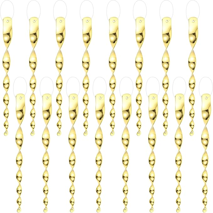 M METERXITY 16-Pack Bird Reflective Rods 11.5 Inch Spiral Bird Scare Rods Hanging Birds Deterrent Device for Yard/Patio/Garden/Farm/Decoration [Gold]