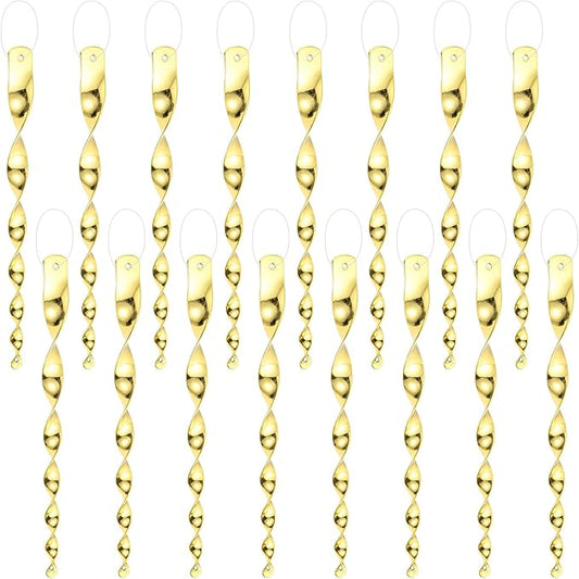M METERXITY 16-Pack Bird Reflective Rods 11.5 Inch Spiral Bird Scare Rods Hanging Birds Deterrent Device for Yard/Patio/Garden/Farm/Decoration [Gold]