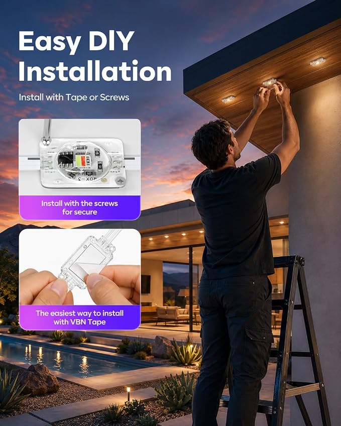 Permanent Outdoor Lights for House,200ft RGB+IC Lights with 16 Million Colors & 50 Scene Modes, App/Remote Control, IP67 Waterproof, DIY Music Sync, for Christmas, Holiday & Party Decor