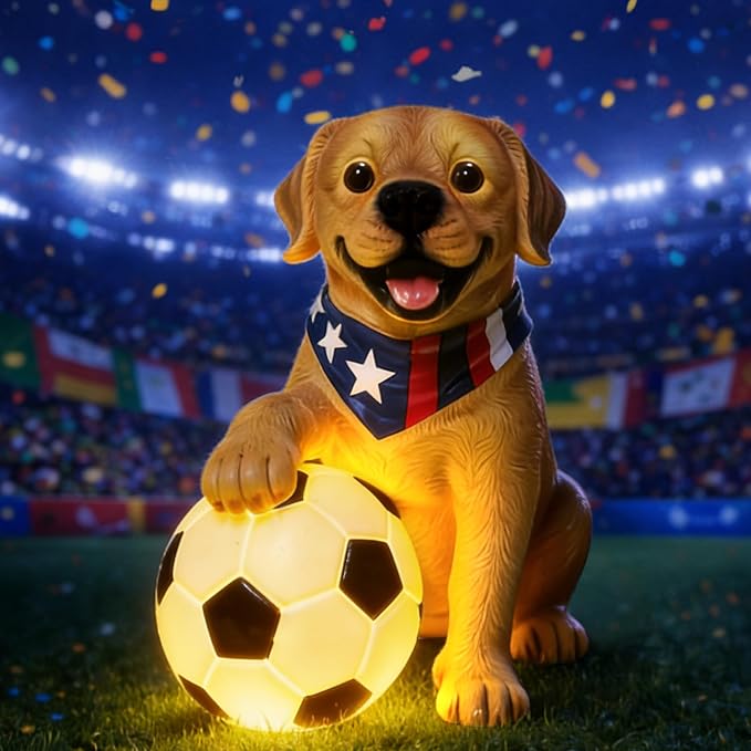 World Cup 2026 Decor, World Cup Gifts for Sports Fans, Solar Outdoor Garden Statues Lights, Dog Sculpture Garden Decor, Unique Housewarming & Yard Decoration Gifts for Women, Men, Daughter