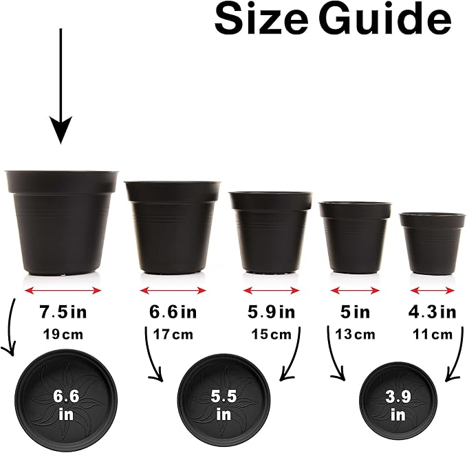Mintra Garden Pots, 4 Pack Bulk Plastic Plant Pots with Drainage Tray, Round Indoor & Outdoor Decorative Planters with Drain Holes for Flowers, Herbs & Plants, 19cm Diameter – Teal, 7.5 in