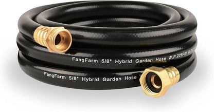 Rubber Garden Hose 10FT: 5/8" Durable Short Hose for Patios & Tight Spaces - Sturdy Water Hose with Brass Fittings for Homeowners RV & Car Washing