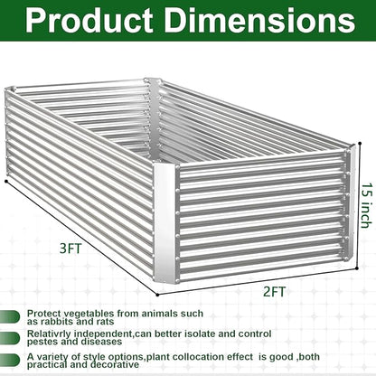 2 Pack Tall Corrugated Galvanized Steel Raised Garden Bed Outdoor, Metal Above Ground Garden Bed for Vegetables and Flowers, Rectangle Raised Beds for Gardening-3x2FT