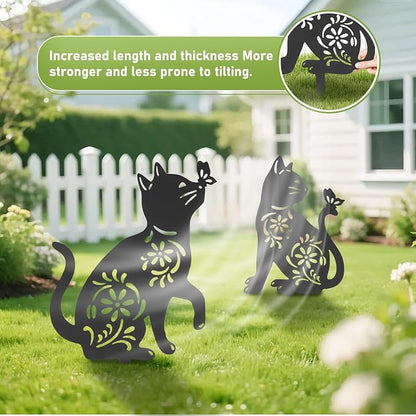 Cat Metal Decorative Garden Stakes, Rust Proof Cat Metal Black Silhouette Decor Garden Stakes for Yard Patio Lawn Decorations, Cats Outdoor Decor Gifts for Women/Men