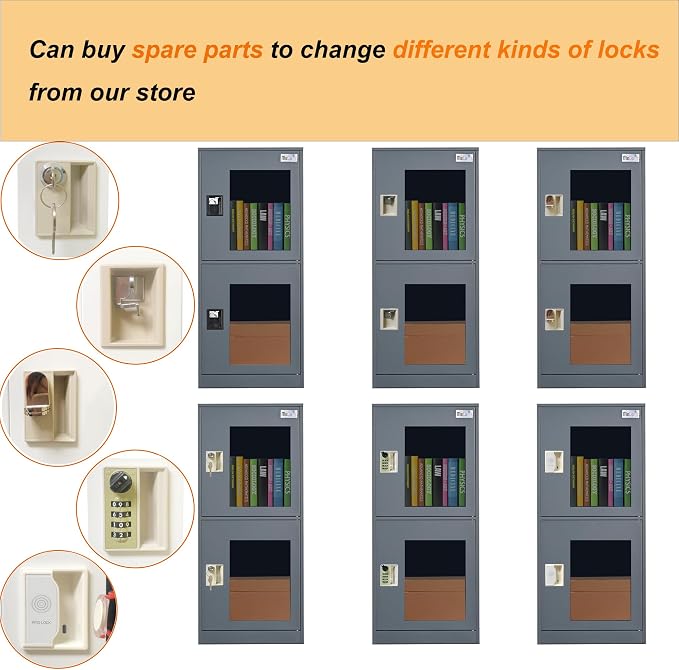 MECOLOR Vertical Single-Layer Small lockers with Padlocks and latches, 2 or 3 compartments, for Employees, Families, Offices,supermarkets and Other Places, (Dark Grey, G2V)