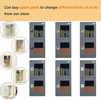 MECOLOR Vertical Single-Layer Small lockers with Padlocks and latches, 2 or 3 compartments, for Employees, Families, Offices,supermarkets and Other Places, (Dark Grey, G2V)