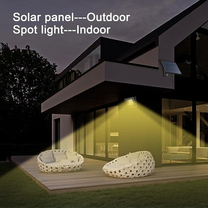 Solar Flood Lights Outdoor with 16FT Cable Dusk to Dawn 4400mAh LED Solar Spot Light Waterproof 3000K for Porch, Backyard, Driveway, Warm White 2 Pack