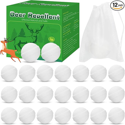 24 Pack Powerful Deer Repellent Balls, Natural Deer Deterrent and Rabbit Repellent Outdoor