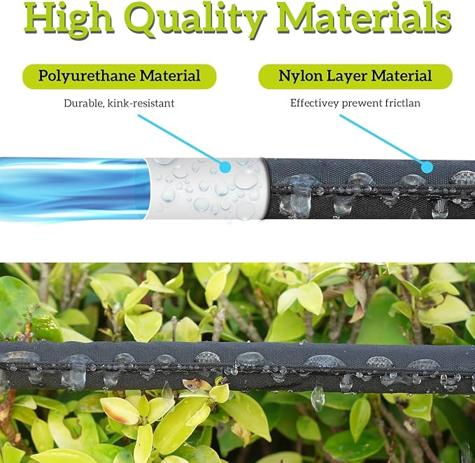 LINEX Flat Soaker Hose 50 ft for Garden Beds, Drip Hoses 1/2'' x 25 ft 2 Pack Save Water 80%, Heavy Duty Irrigation Hose Sprinkler Hose