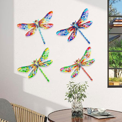 SUNREEK Metal Dragonfly Wall Decor, 12 Inches Dragonfly Outdoor Wall Art for Fence Garden Yard Patio Decorations