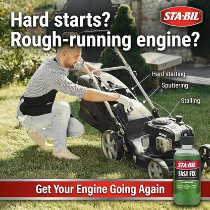 STA-BIL Fast Fix Small Engine Treatment, 8 oz 12-Pack | Helps restore rough-running engines by cleaning carburetors and fuel injectors.