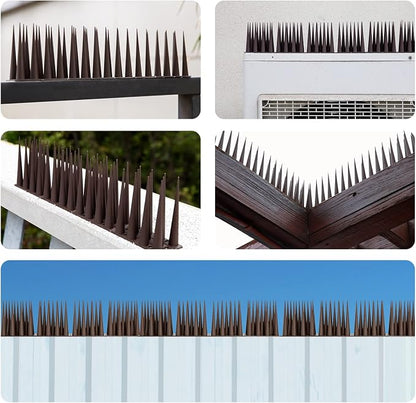 OFFO Bird Spikes Pigeon Outdoor Spikes for Cat Keep Birds Raccoon Woodpecker Away Covers 60 Feet(18.3m), Brown