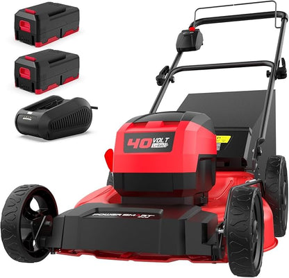 PowerSmart 40V 21" Cordless Electric Lawn Mower Brushless Motor, Mulch/Bag/Rear Discharge, 6-Position Height Adjust (1.5"–3.9"), Folds Flat, 2×4.0Ah Batteries & Charger Included,Up to 1/4 Acre