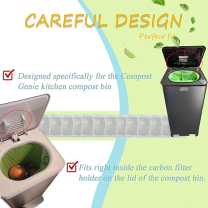 PurifyLogix Compost Bin Deodorizers for Compost Genie Kitchen Compost Bin | Carbon Filters, Replacement Coconut Shell Activated Carbon Purifying Deodorizer, 12 Pack