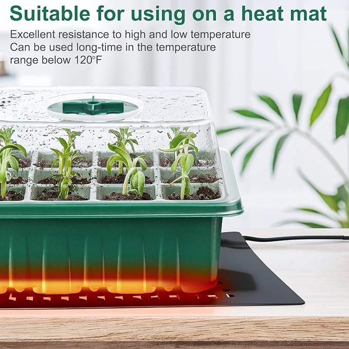10 Pcks Seed Starter Tray 120 Cells Seed Starter Kit with Humidity Dome, Seed StartingTrays for Seed Seedling Planting Starter, Mini Greenhouse Plant Germination Trays（Green）