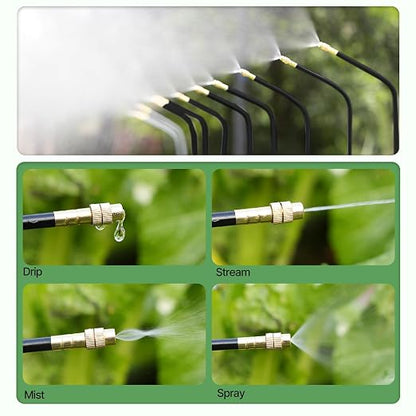 A ANLEOLIFE 82.4FT Automatic Drip Irrigation Kit with Water Timer, 8 Programs & LCD, Quick-Connect System, 1/2" Mainline + 1/4" Tubing, 360° Bendable Nozzles for Raised Beds, Garden & Greenhouse