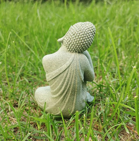 livelyfish Mini Buddha Statue Meditating Natural Sandstone Buda Sculptures Ornament for 10 Gallon & Under Fish Tanks, Aquarium Decorations Home Zen Garden Bonsai Decor, Gifts (Meditation-Small)