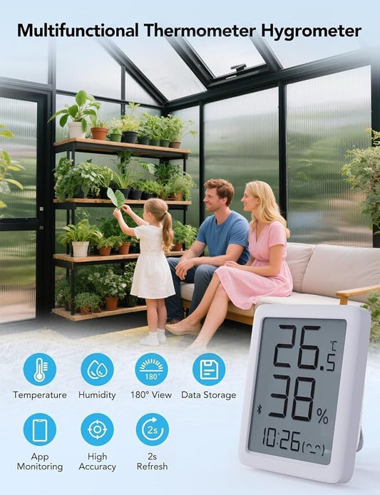 6x10FT Greenhouse for Outdoors with Hygrometer, Polycarbonate Green House with UV Protection, Heavy Duty Greenhouse with Windproof Aluminum Frame, Roof Vent & Quick-Install Design