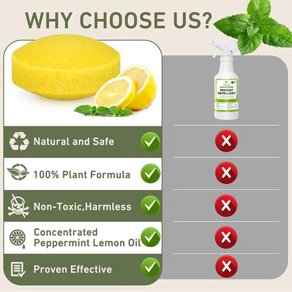 Pest Rodent Repellent, 24 Pack Peppermint Oil Repellent for Mouse Rats Spider Roach Ant Squirrel Pest Control Indoor & Outdoor, Natural Mice Deterrent Replace Trap Poisoning Family & Pet Safe Yellow