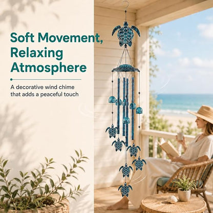 LESES Wind Chimes Sea Turtle Wind Chime for Outside with 4 Aluminum Tubes, Windchimes Outdoors Clearance Home Garden Patio Decor Memorial Wind Chimes for Mom Grandma Unique Birthday Festival Gifts