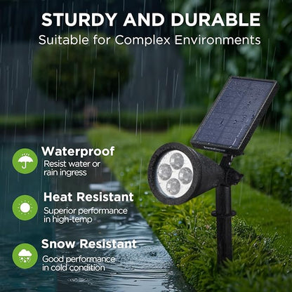 InnoGear Solar Lights Outdoor Waterproof Solar Garden Light for Outside Yard Landscape Lighting Pathway Spot Lights Spotlight Wall Light Auto On/Off, Pack of 4 (Warm White)