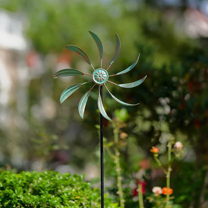 Stargarden 2Pack Wind Spinners Outdoor, Garden Pinwheels | Metal Wind Sculptures, Small Windmills for Yard and Garden Decor