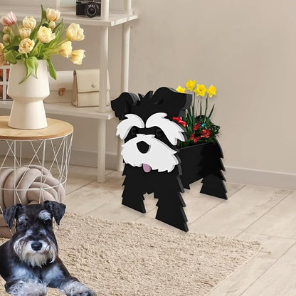 Black Schnauzers Dog Planter Pots, 9.45 x 9.06x 11.81 Inches | Dog Flower Pot, Cute Animal Shaped Plant Pot, Gifts for Women & Pet Lovers, Indoor Outdoor Garden Home Office Decor