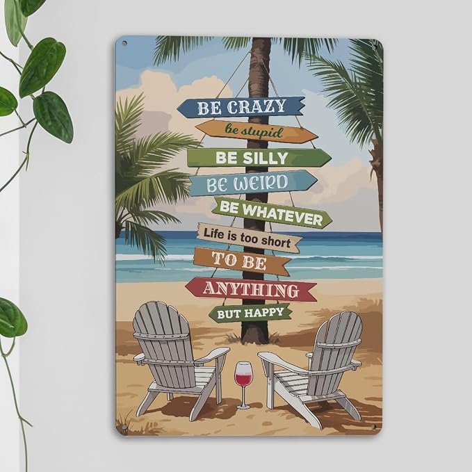 mmiishe vintage metal signs retro home decor surf board decor for bedroom office wall beach wall art beachy room decor home metal gifts for women men 8x12 Inches Birthday Anniversary Decoration