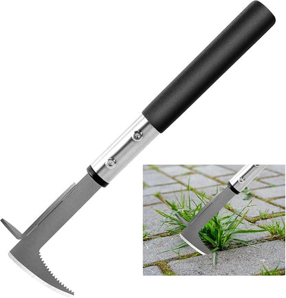 BARAYSTUS Crack Weeder, Stainless Steel Manual Crevice Weeding Tool,13" Weed Grabber Remover, L-Shaped Manual Weeder Puller, Durable Crevice Weeding Tool for Sidewalk Garden Patio Lawn