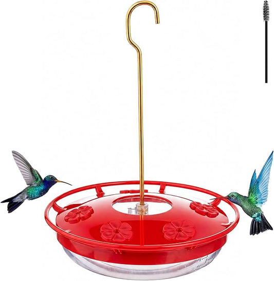 FEED GARDEN Hummingbird Feeders for Outdoors,16oz Leak-Proof Dish-Style Nectar Feeder Built-in Ant Moat, 5 Feeding Ports, Wide Mouth Easy Clean, BPA-Free Garden Decor Gifts