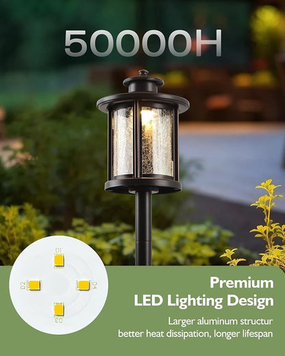LITFIT Low Voltage Landscape Lighting, 12V 3.4W 155LM 3000K Outdoor Path Lights with Connectors, Crackled Shade, ORB Finish, Waterproof Aluminum LED Walkway Light Wired for Garden Yard, 6 Pack