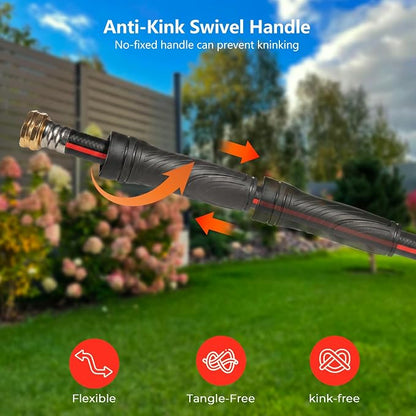 SheeChung Short Garden Hose 2ft x 5/8",Water Hose for Hose Reel Faucet,Lightweight Outdoor Hose with Handle,Flexible,Male to Female Fittings,Heavy Duty Small Leader Hose,3/4"GHT