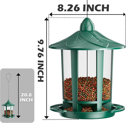 Birdream Bird Feeders for Outdoor Hanging, Assembly Required, 1-Min Easy Setup, Charming Castle Design, Attracting Cardinals Chickadees Goldfinches & Sparrows - Green