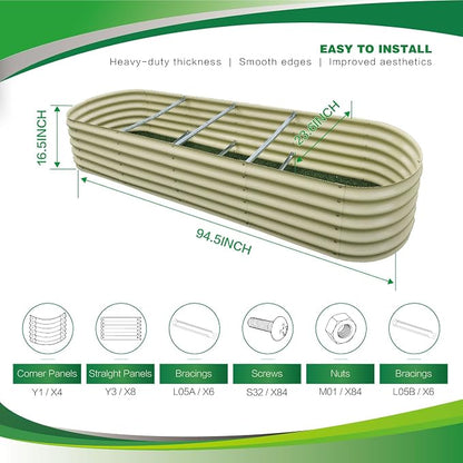 Gardmax Galvanized Raised Garden Bed, Lightweight Planter Boxes Outdoor with Easy Assembly, Large Garden Bed for Vegetables, Fruits, Flower Milk White 8x2x1.5 FT